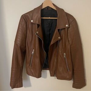 7 For All Mankind Rich Brown Leather Jacket